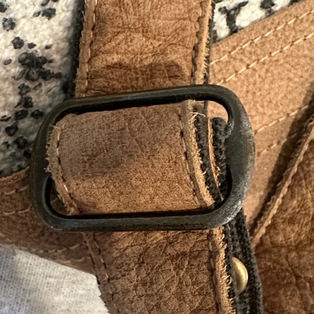 Stylish Brown & Cream Patterned Crossbody Tote